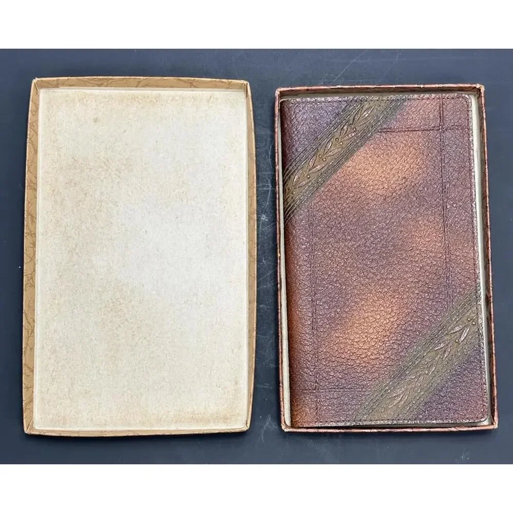 Vintage 1946 Mission Leather Wallet Day Planner By‎ Brown & Bigelow Art Cement